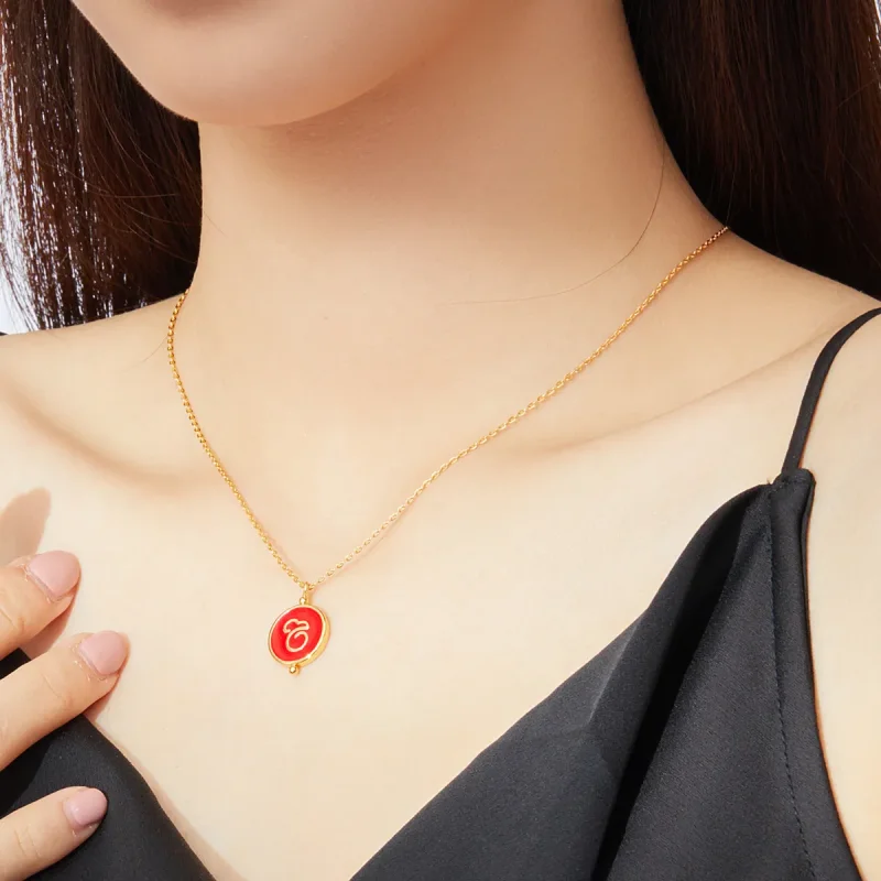(imagine pentru) Colier Tip Pandora cu Șoricel chinezesc placat cu aur de 14 k - SCN390 - Vizualizare 6