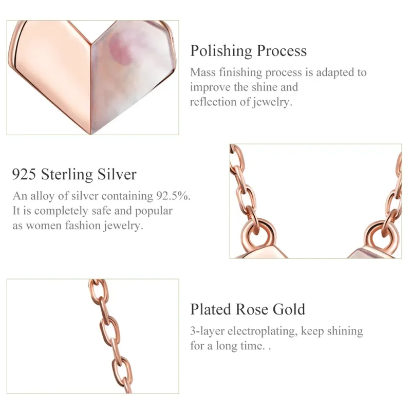 (imagine pentru) Colier Tip Pandora cu Origami Heart din aur rose - SCN330 - Vizualizare 3