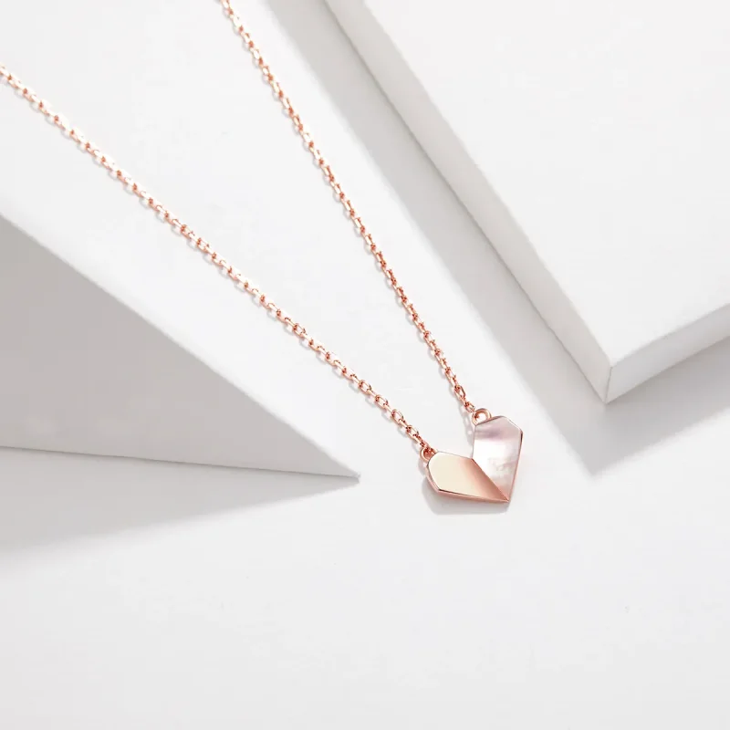 (imagine pentru) Colier Tip Pandora cu Origami Heart din aur rose - SCN330 - Vizualizare 2
