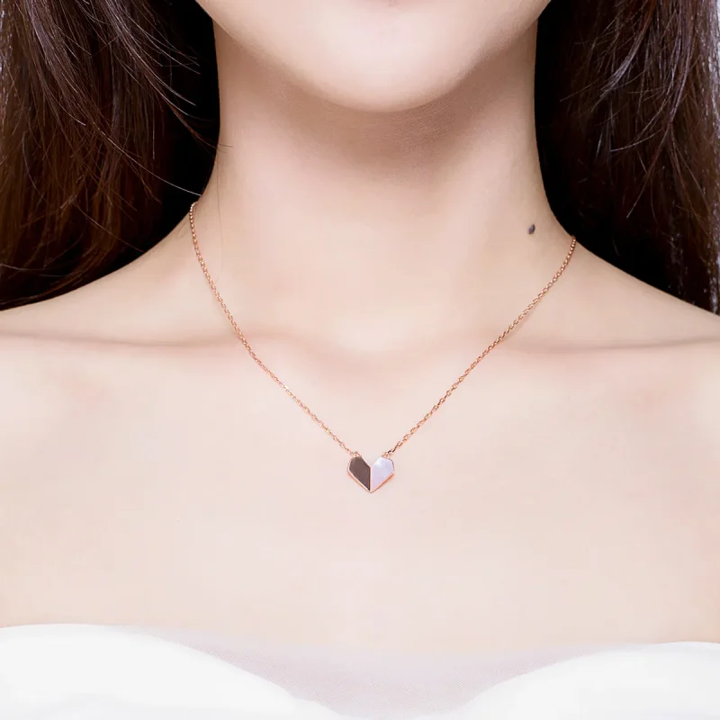 (imagine pentru) Colier Tip Pandora cu Origami Heart din aur rose - SCN330 - Vizualizare 5