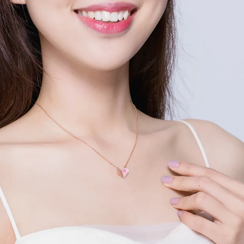 (imagine pentru) Colier Tip Pandora cu Origami Heart din aur rose - SCN330 - Vizualizare 6
