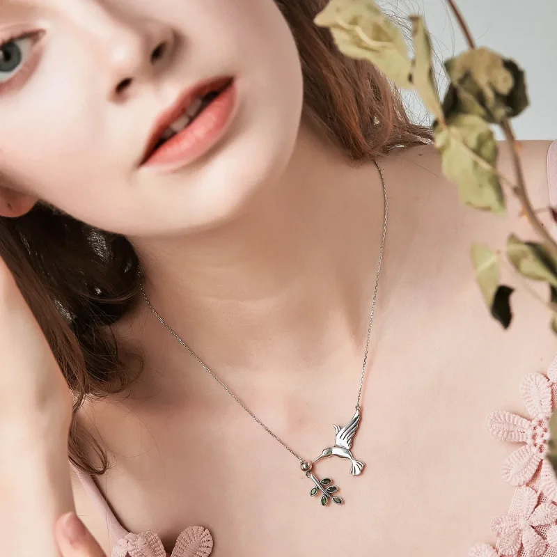 (imagine pentru) Colier Tip Pandora cu Salutări de la colibri din argint - SCN217 - Vizualizare 2