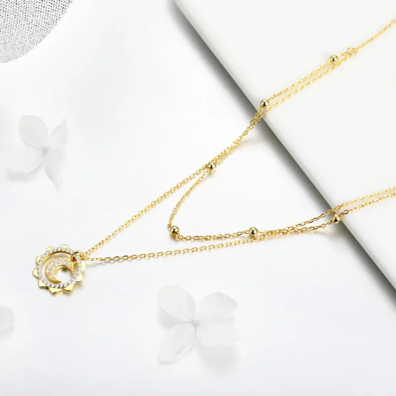 (imagine pentru) Colier Tip Pandora cu Soare luna placat cu aur de 14 k - SCN305 - Vizualizare 2