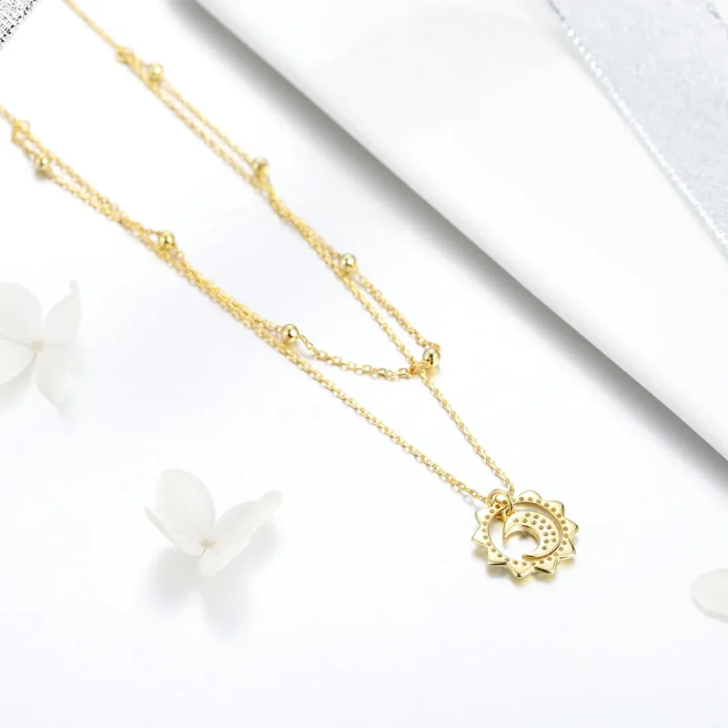 (imagine pentru) Colier Tip Pandora cu Soare luna placat cu aur de 14 k - SCN305 - Vizualizare 3
