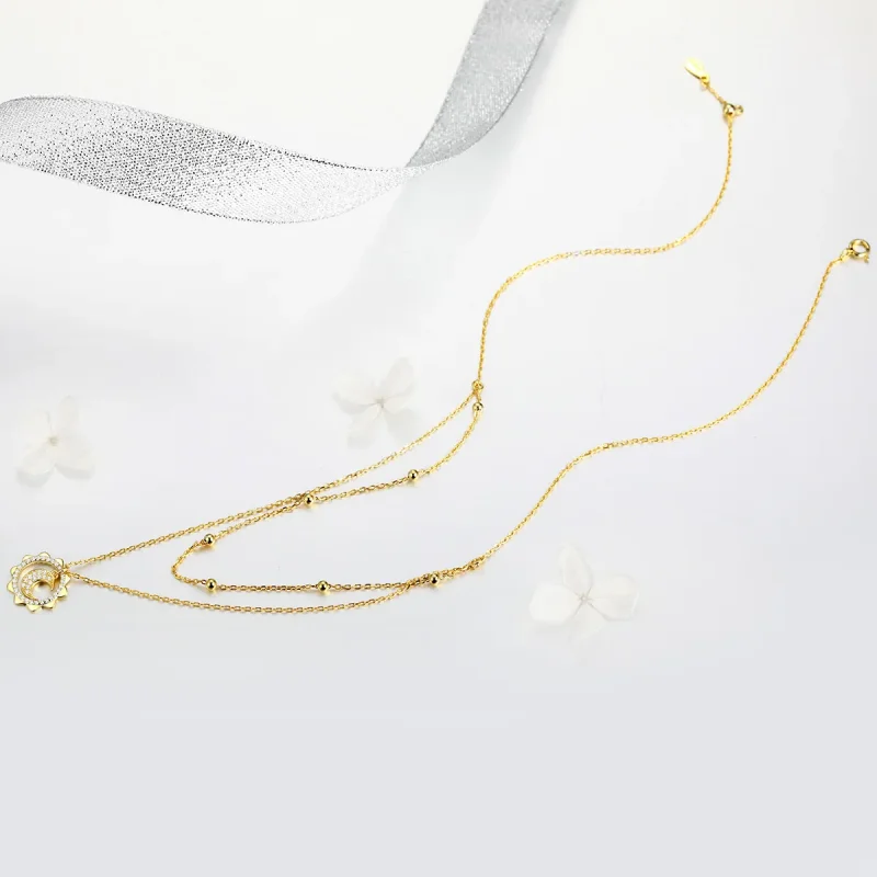 (imagine pentru) Colier Tip Pandora cu Soare luna placat cu aur de 14 k - SCN305 - Vizualizare 4