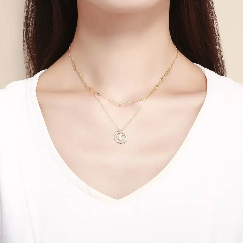 (imagine pentru) Colier Tip Pandora cu Soare luna placat cu aur de 14 k - SCN305 - Vizualizare 6