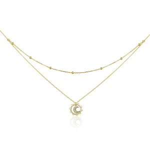 (imagine pentru) Colier Tip Pandora cu Soare luna placat cu aur de 14 k - SCN305