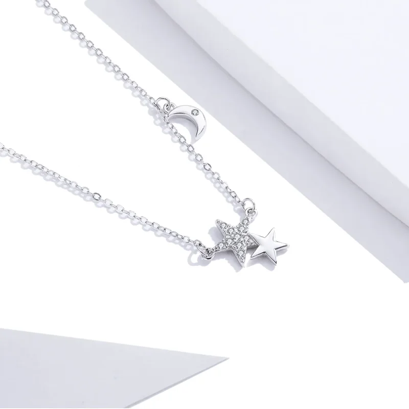 (imagine pentru) Colier Tip Pandora cu Stele și Poveste cu Luna din argint - SCN404 - Vizualizare 2