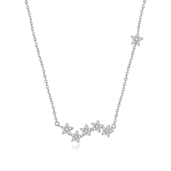 (imagine pentru) Colier Tip Pandora cu Stele sclipitoare din argint - SCN419