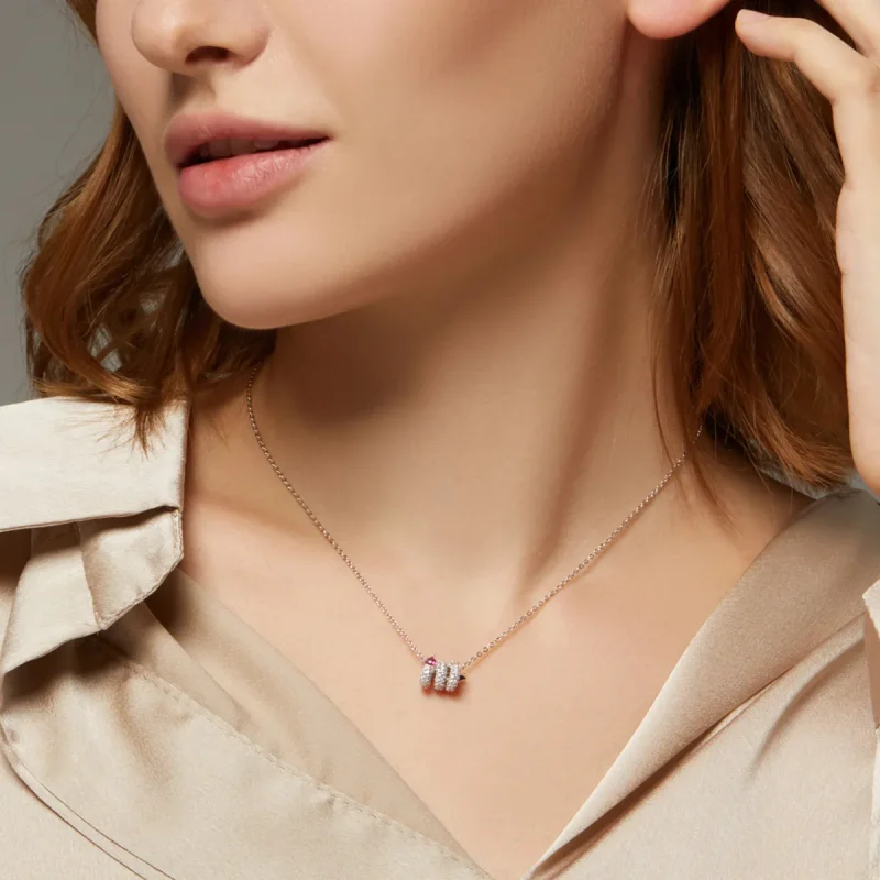 (imagine pentru) Colier Romantic în stil Pandora cu inimă în formă de șarpe - BSN150 - Vizualizare 5
