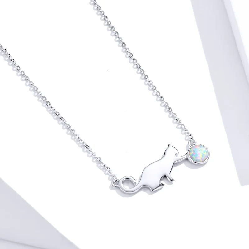 (imagine pentru) Colier stil Pandora cu pisică și opal - SCN395 - Vizualizare 2