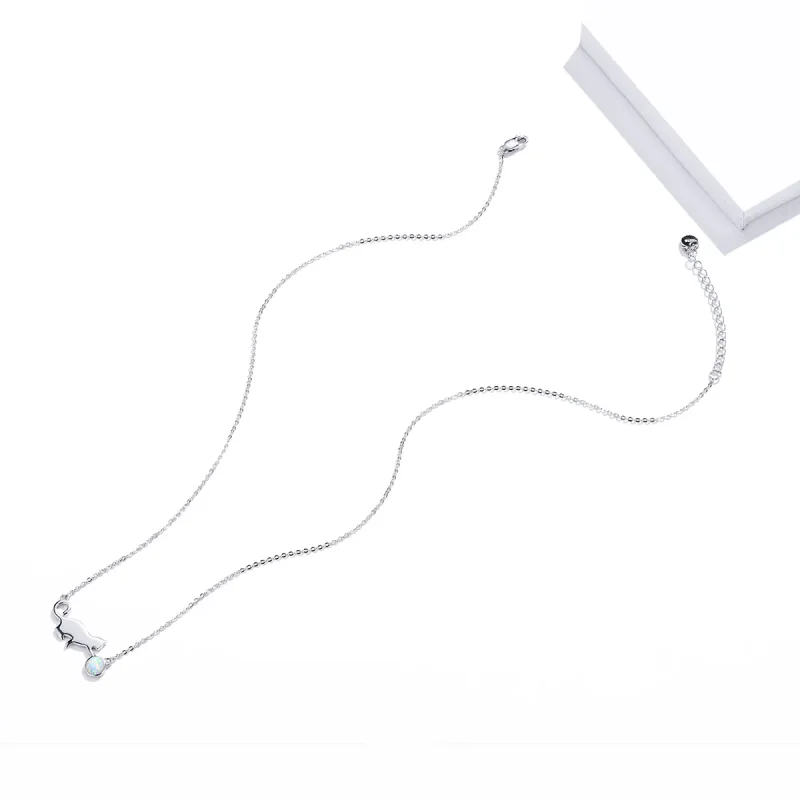 (imagine pentru) Colier stil Pandora cu pisică și opal - SCN395 - Vizualizare 4