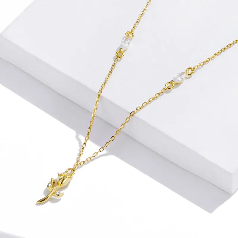 (imagine pentru) Colier stil Pandora cu trandafir auriu - SCN464 - Vizualizare 3