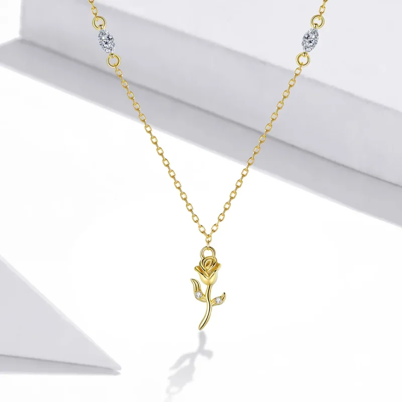 (imagine pentru) Colier stil Pandora cu trandafir auriu - SCN464 - Vizualizare 5