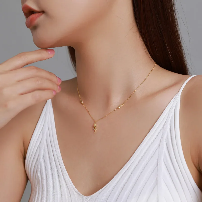 (imagine pentru) Colier stil Pandora cu trandafir auriu - SCN464 - Vizualizare 7