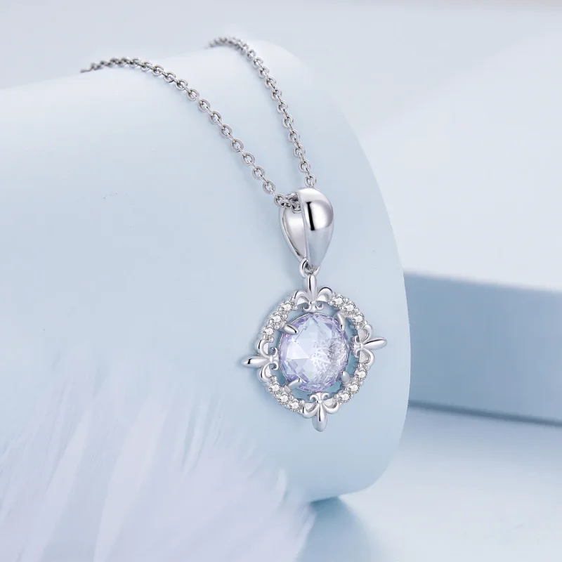 (imagine pentru) Pandantiv colier stil Pandora cu floare Iris - BSC626 - Vizualizare 2