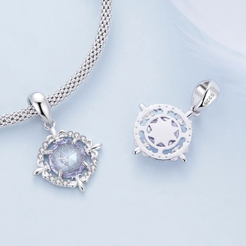 (imagine pentru) Pandantiv colier stil Pandora cu floare Iris - BSC626 - Vizualizare 4