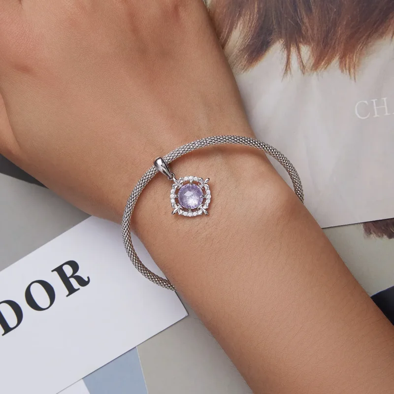 (imagine pentru) Pandantiv colier stil Pandora cu floare Iris - BSC626 - Vizualizare 5