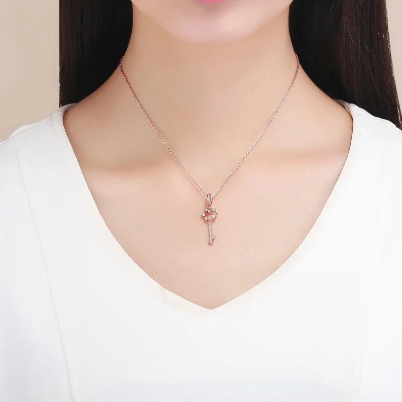 (imagine pentru) Pandantiv Tip Pandora cu Lucky Shining cheie din aur rose - SCC1122 - Vizualizare 2
