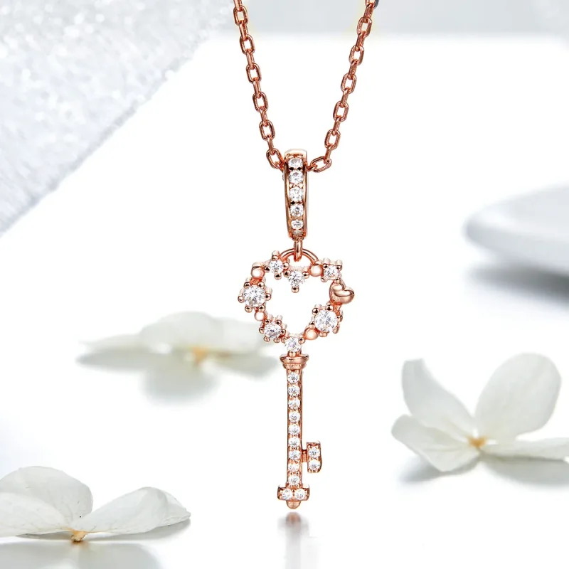 (imagine pentru) Pandantiv Tip Pandora cu Lucky Shining cheie din aur rose - SCC1122 - Vizualizare 3