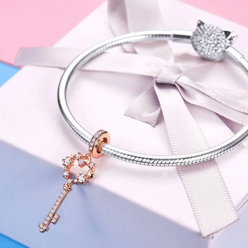 (imagine pentru) Pandantiv Tip Pandora cu Lucky Shining cheie din aur rose - SCC1122 - Vizualizare 5
