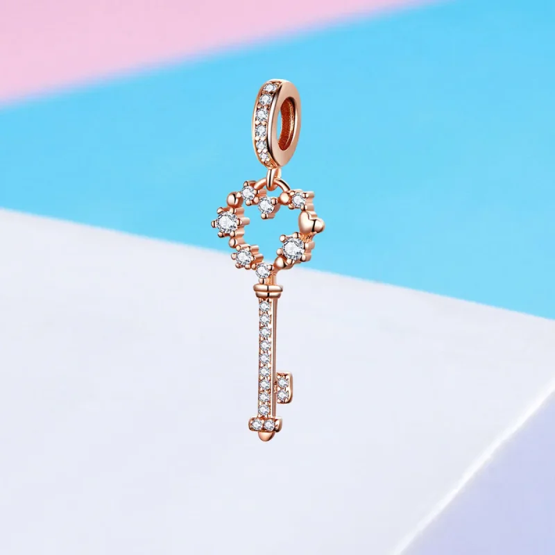 (imagine pentru) Pandantiv Tip Pandora cu Lucky Shining cheie din aur rose - SCC1122 - Vizualizare 6