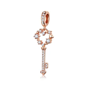 (imagine pentru) Pandantiv Tip Pandora cu Lucky Shining cheie din aur rose - SCC1122
