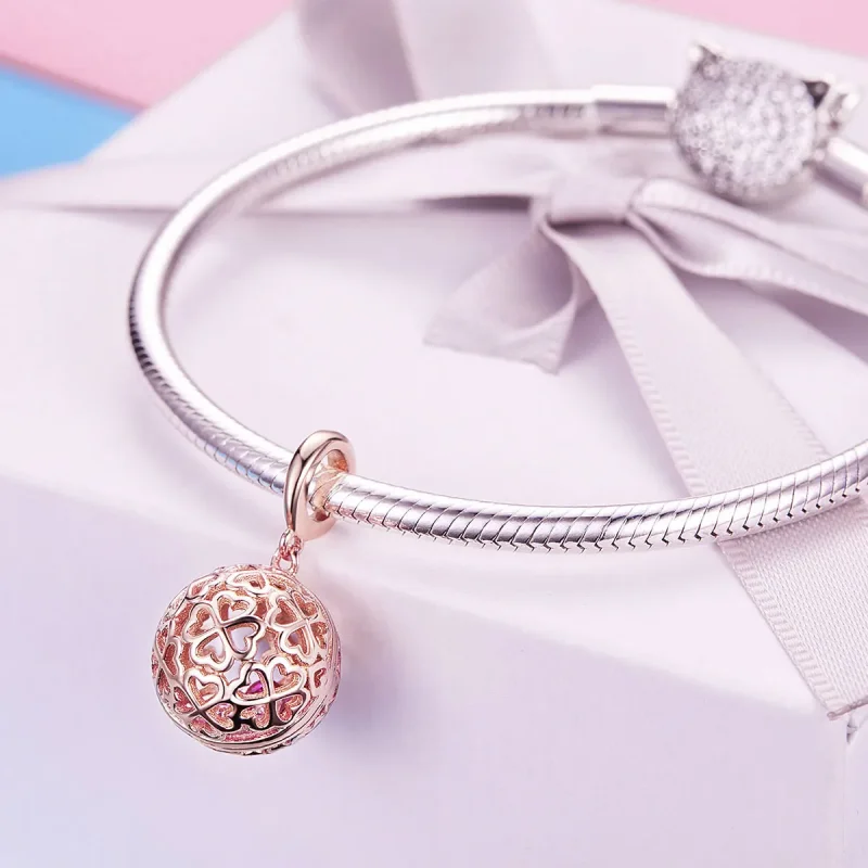 (imagine pentru) Pandantiv Tip Pandora cu Motion Trifoi din aur rose - SCC1127 - Vizualizare 3