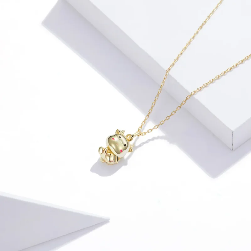 (imagine pentru) Pandora Style Cute Lucky Cow Necklace - SCN444 - Vizualizare 3