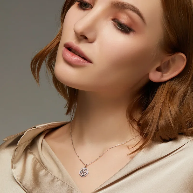 (imagine pentru) Pandora Style Four Leaf Clover Necklace - BSN142 - Vizualizare 7