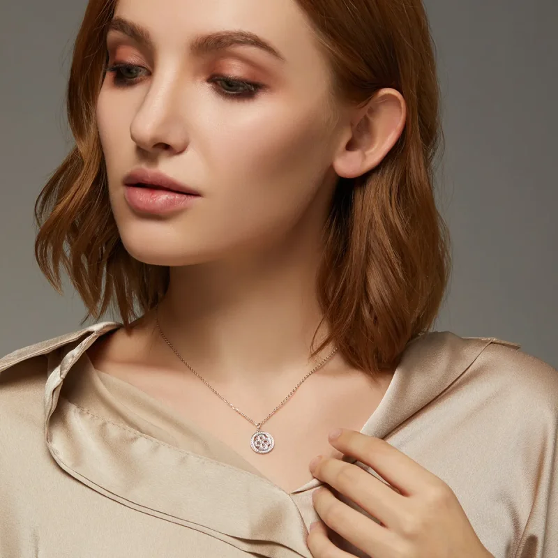 (imagine pentru) Pandora Style Four Leaf Clover Necklace - BSN142 - Vizualizare 9