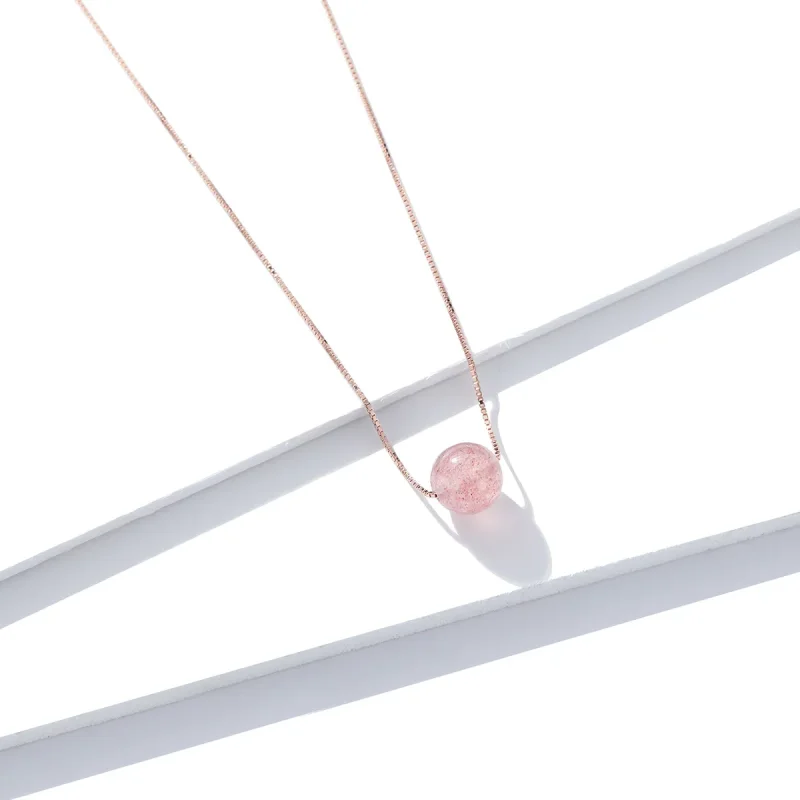 (imagine pentru) Pandora Style Natural Strawberry Crystal Necklace - BSN096 - Vizualizare 3