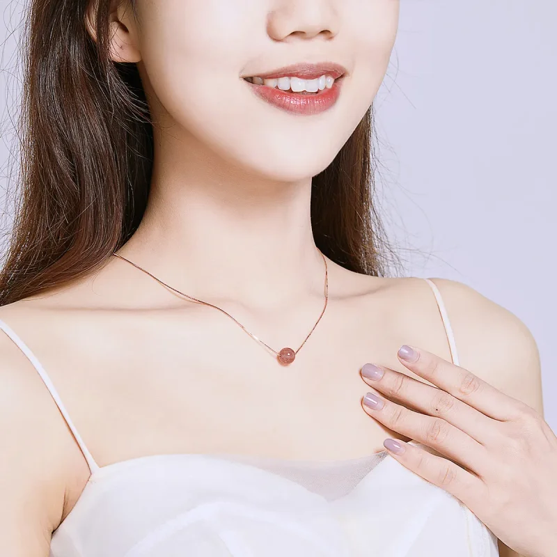 (imagine pentru) Pandora Style Natural Strawberry Crystal Necklace - BSN096 - Vizualizare 6