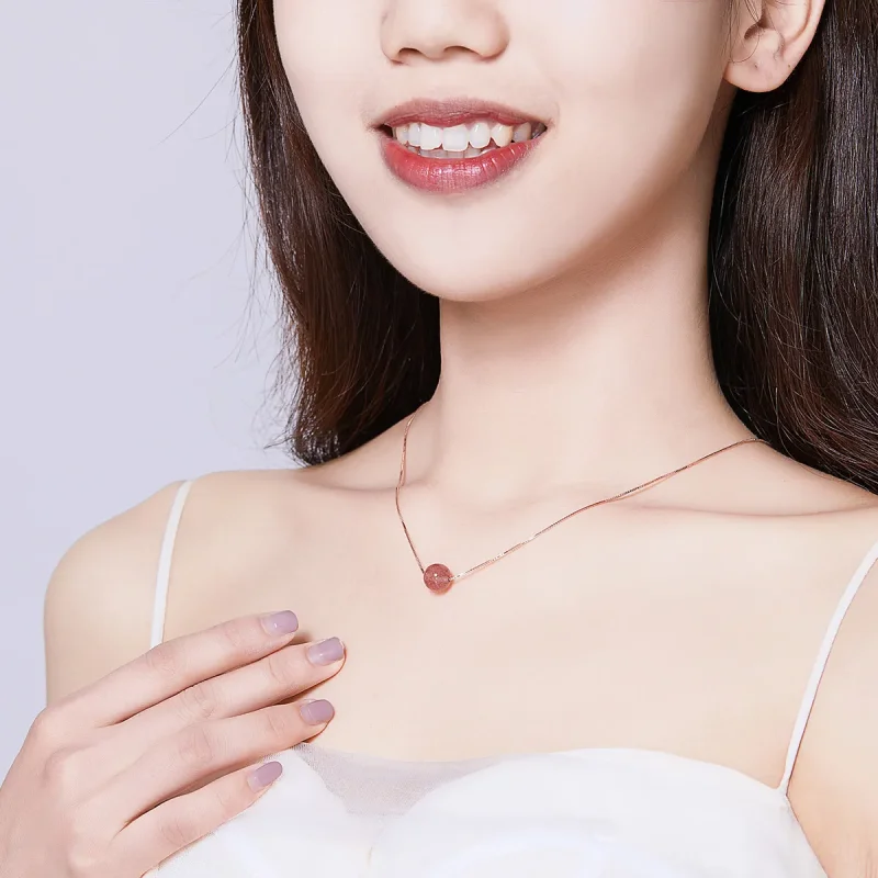 (imagine pentru) Pandora Style Natural Strawberry Crystal Necklace - BSN096 - Vizualizare 8