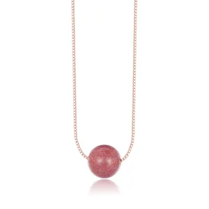 (imagine pentru) Pandora Style Natural Strawberry Crystal Necklace - BSN096