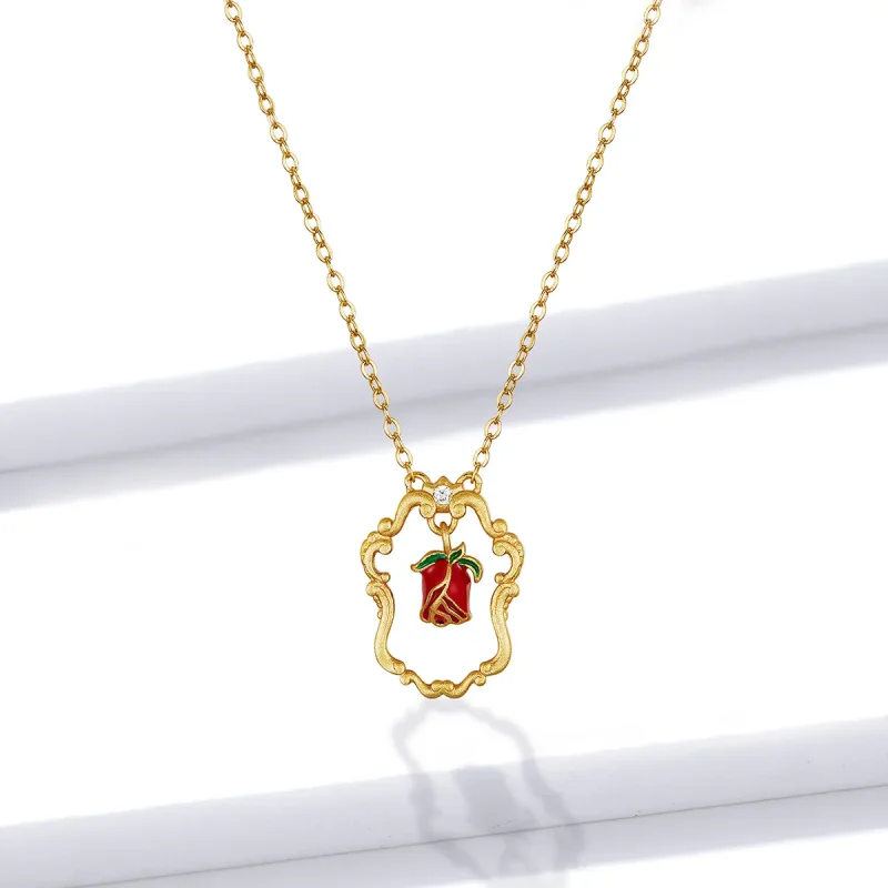 (imagine pentru) Pandora Style Retro Rose Necklace - BSN157 - Vizualizare 5