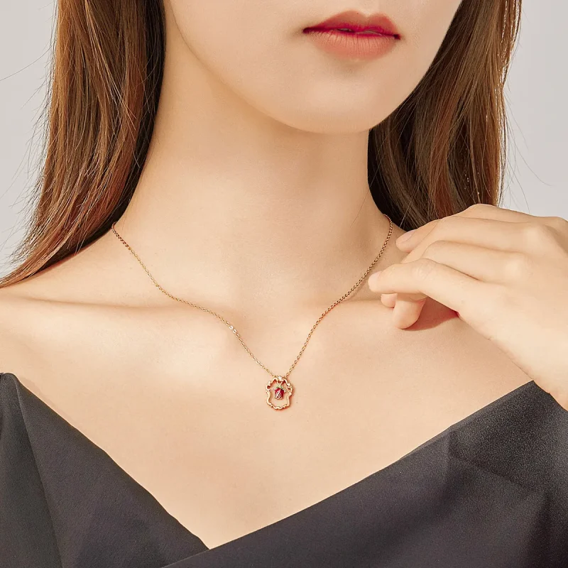 (imagine pentru) Pandora Style Retro Rose Necklace - BSN157 - Vizualizare 7