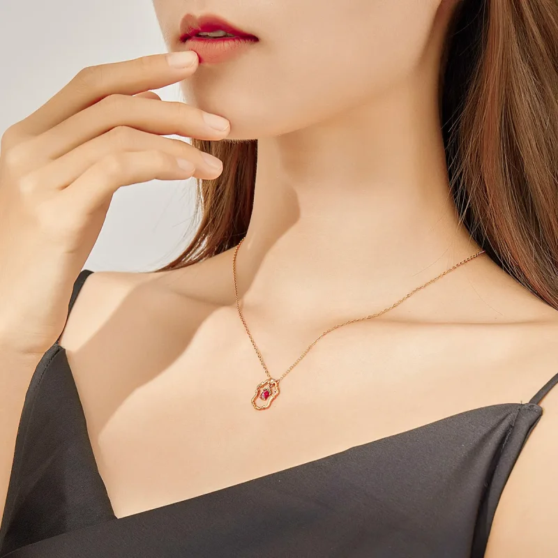 (imagine pentru) Pandora Style Retro Rose Necklace - BSN157 - Vizualizare 9