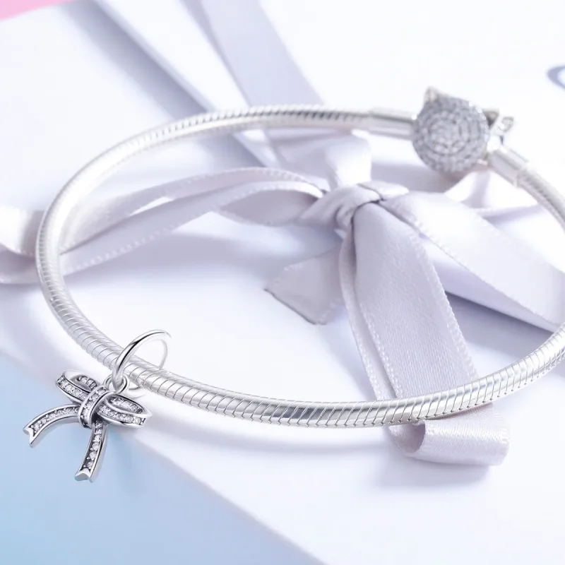 (imagine pentru) Pandora Style Pandantă Argintie cu Fundă - SCC775 - Vizualizare 3
