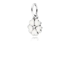 (imagine pentru) Pandantiv cu floare din argint 925, zirconiu cubic şi email alb 