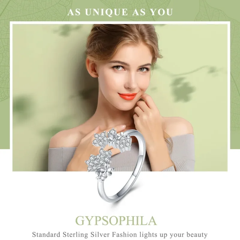 (imagine pentru) Deschide inele Gypsophila din argint - BSR021 - Vizualizare 6