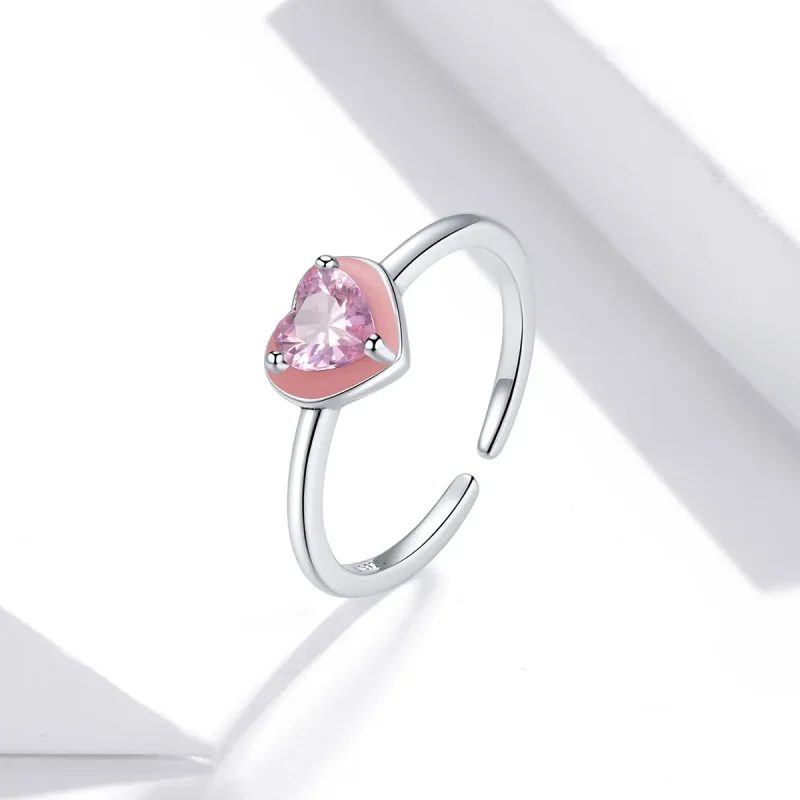 (imagine pentru) Deschide inele Open Heart Clear Love din argint - SCR717 - Vizualizare 2