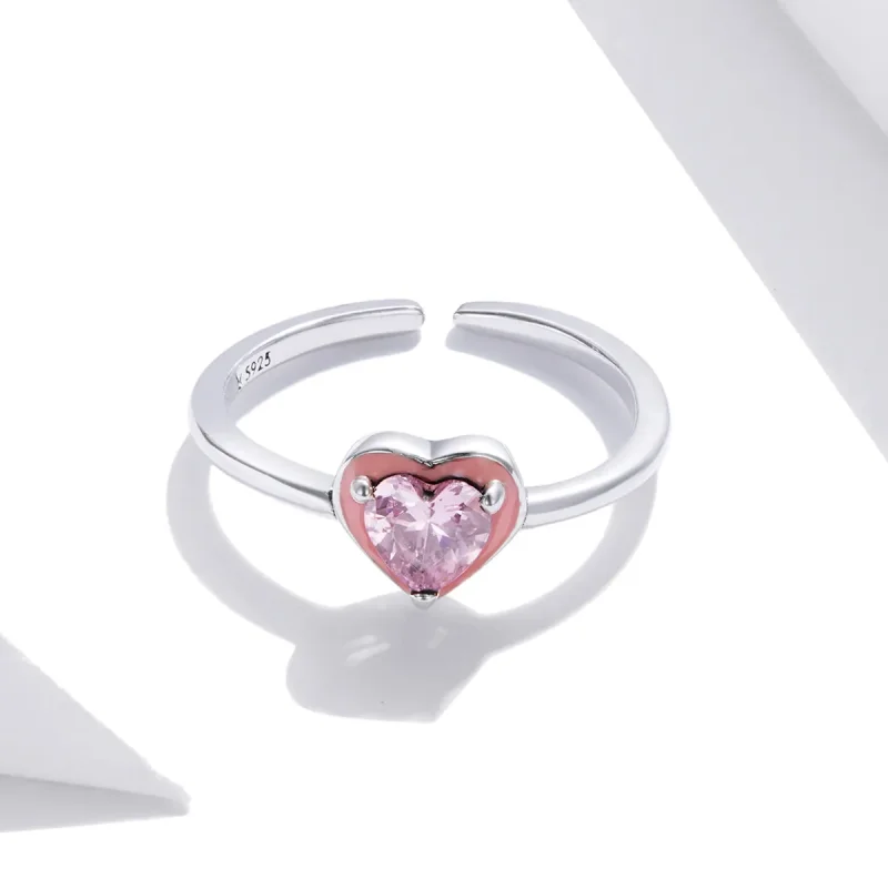 (imagine pentru) Deschide inele Open Heart Clear Love din argint - SCR717 - Vizualizare 4