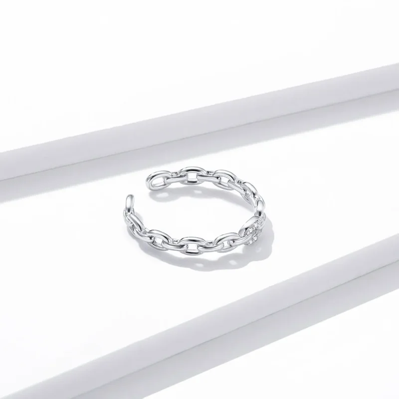 (imagine pentru) Inel deschis cu lanț geometric în stil Pandora - BSR145 - Vizualizare 2