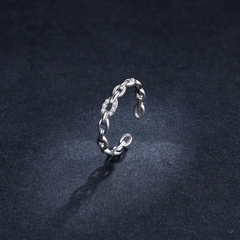 (imagine pentru) Inel deschis cu lanț geometric în stil Pandora - BSR145 - Vizualizare 5