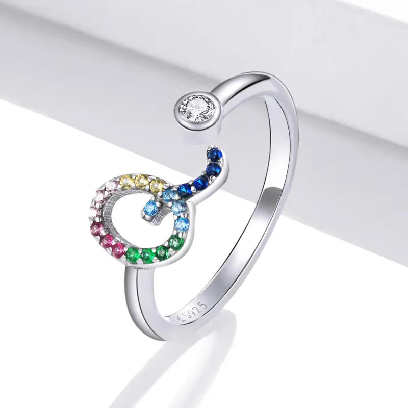 (imagine pentru) Inel deschis cu litera Q, de stilul Pandora, colorat - SCR723-Q - Vizualizare 2