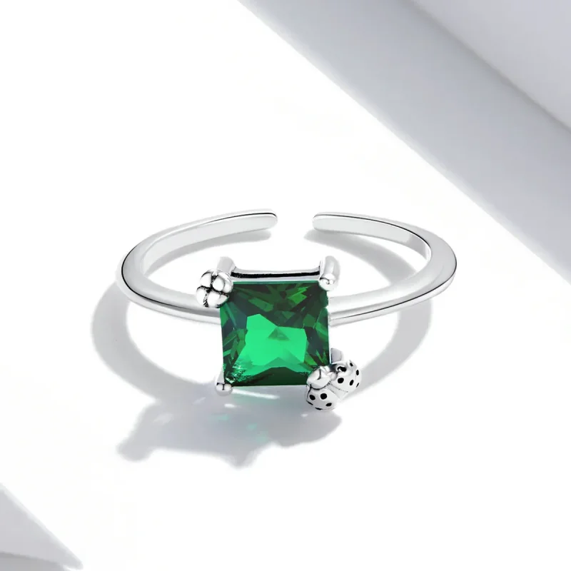 (imagine pentru) Inel deschis cu zirconiu verde în stilul Pandora - SCR754 - Vizualizare 4