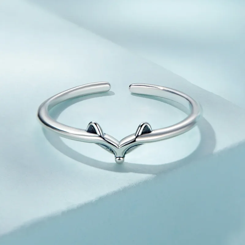 (imagine pentru) Inel deschis de stil Pandora cu un vulpe - SCR868 - Vizualizare 3