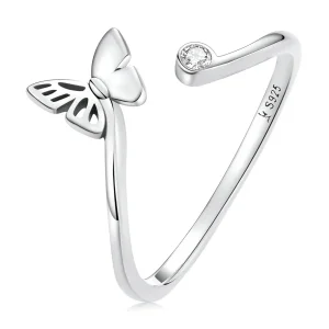 (imagine pentru) Inel deschis de tip Pandora cu fluture - SCR772