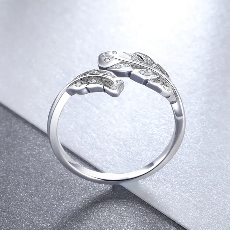 (imagine pentru) Inel deschis elegant cu model de frunze în stil Pandora - VSR155 - Vizualizare 2